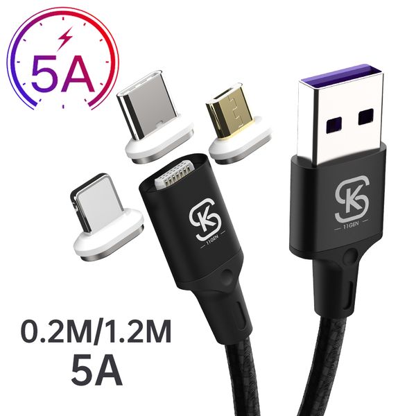 Cavo di ricarica magnetica super rapida 5A per HUAWEI FCP Qualcomm OPPO VOOC Samsung Adaptive Fast Charge Vivo flashcharge 66 65W