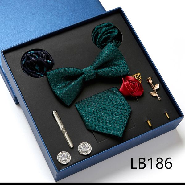 Pescoço de gravata dos homens Torneta Presente Presente Garóleo de luxo Pocket Pocket Square Cufflinks Broches de clipe de 8pc para festas de casamento para festas de casal