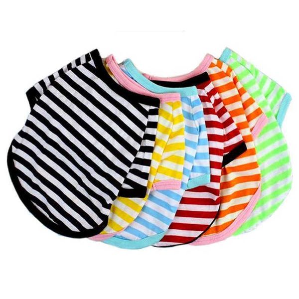 Pet Clothing Dog Multicolor Stripe Crew Neck T-shirt Fist