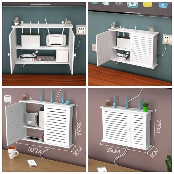 Dekorative Objekte, Figuren, stanzfreie Doppelschichten, Wandregal, TV-Set-Top-Box-Rack, Wohnzimmer, Router, Hängeaufbewahrung, kabelloses WLAN, 230314