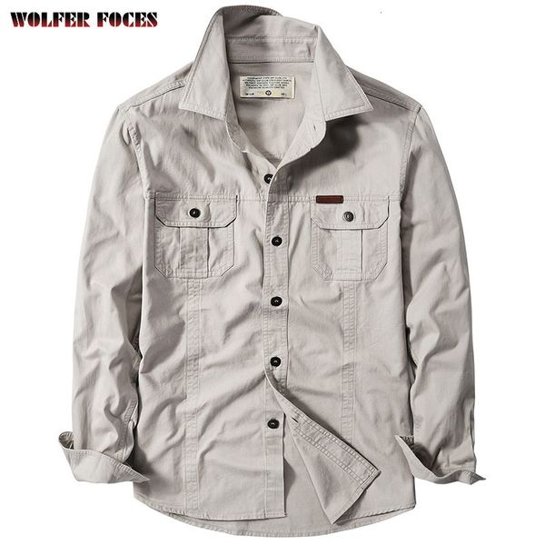 Camisas casuais de homens para homens grandes roupas de manga comprida camisa de algodão primavera oxford masculino cardigã militar moda Blusa 230313