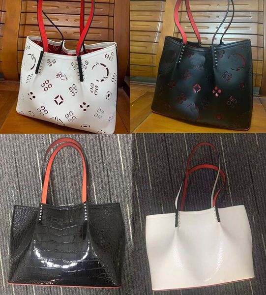 Mode-Tasche Cabata Designer-Totes Nieten aus echtem Leder RedSBottom Composite-Handtaschen berühmte Geldbörse Einkaufstaschen Schwarz-weiße Geldbörse berühmte Einzeltaschen