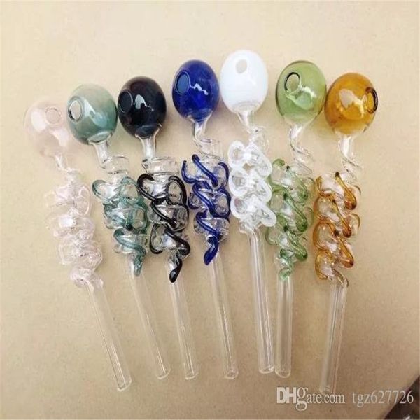 Farbige Spiralspule aus Glas, gebrannter Topf, Glasbongs, Ölbrenner, Glaswasserpfeifen, Bohrinseln, Rauchen