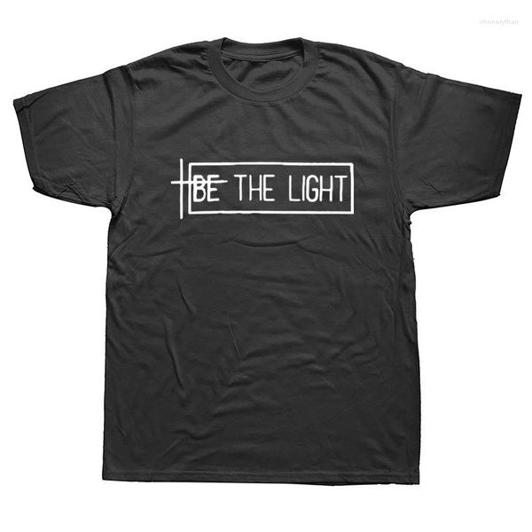 Herren T-Shirts Be The Light Shirt Menschen mit Glauben Christian Jesus Männer Casual Loose Crewneck Kurzarm T-Shirt Sommer Tops T-Shirt