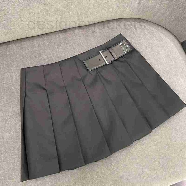SKIRTS Designer Fashion Triangle Nylon Pleated Skirt 2023 Summer New High-Waist Versátil Slim PfFo