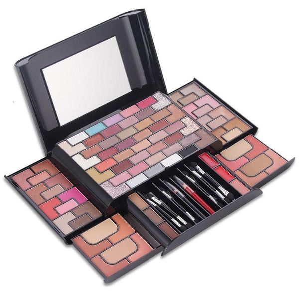 Make-up-Tools All-in-One-Set für Damen, komplettes Geschenk, Multi-in-One-Kosmetikteller mit Spiegel, 68 Farben, Lidschatten, Puder, Rouge 230314
