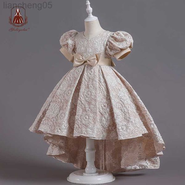 Mädchenkleider Yoliyolei Vintage Elegante Partykleider für Hochzeiten Mädchen Prinzessin Zeremonie Lange Kinder Abendgesellschaft Vestidos Blumenmädchenkleid W0314