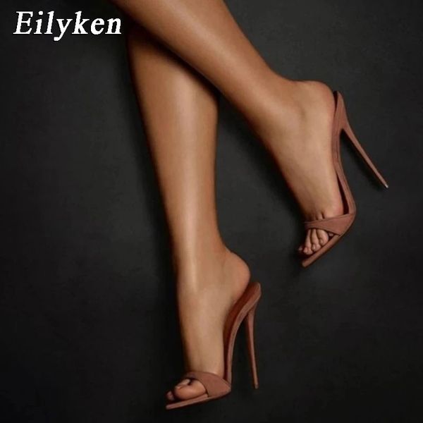 Gai eilyken moda feminina chinelos dedo do pé apontado sandálias de salto alto sexy stripper festa slides mule senhoras sapatos tamanho 35-42 230314 gai