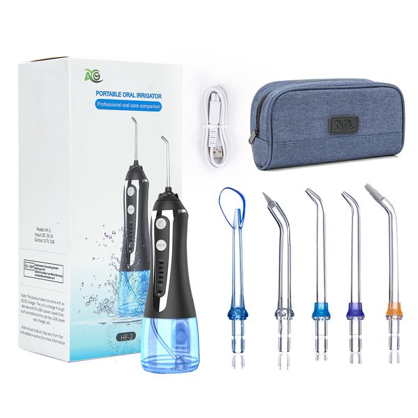 Irrigadores orais AG Irrigador oral portátil Irrigador USB Recarregável FLOSSER DE ÁGUA DENTAL DE ÁGUA DO JETO 300ML 5MODELOS TANDE DE ÁGUA DE DENTES PROMUTAS ÁGUAs Limpador 230314