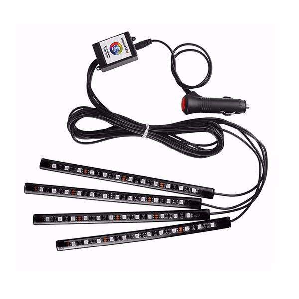 Luci per strisce interne per auto 48 Lampade per atmosfera per auto a LED Luci al neon a incandescenza Luci per strisce LED per auto musicali multicolori sotto DC12V usastar