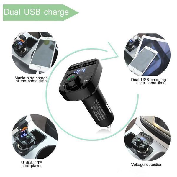 Modulator Chargers Bluetooth HandsFree Car Kit de áudio Charge Dual USB Charger para iPhone 13 12 11 Pro Max x 8 7 Plus e 11 LL