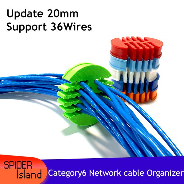 CAT6 Cable Combrantlement Cable Management Tool 6 Categoria 36 Holes Ethernet Gabinete da sala Computador Organizador de cabo 20mm de espessura