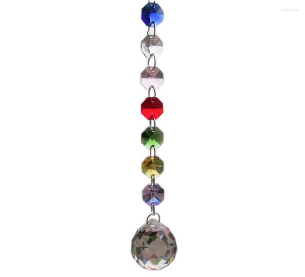 Lampadario di cristallo 6FT Ghirlanda Lampada multicolore Prismi Ottagono Perline Trattamento finestre Tende con sfera 30mm M02094-18