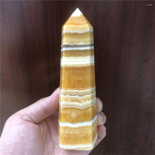 Figurine decorative 1 pz Cristalli naturali Quarzo Miele Calcite Torre Punto energetico Reiki Pietra Camera Home Acquario Decorazione Accessori