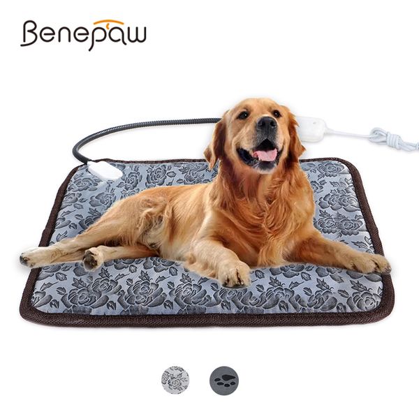 Kennels Kalemler Benepaw Dog Cat Puppy Güç Koruma Koruması için Ayarlanabilir Isıtma Pedi Pet Pet Electric Mat Yatağı Su geçirmez ısırık dirençli Tel 230314