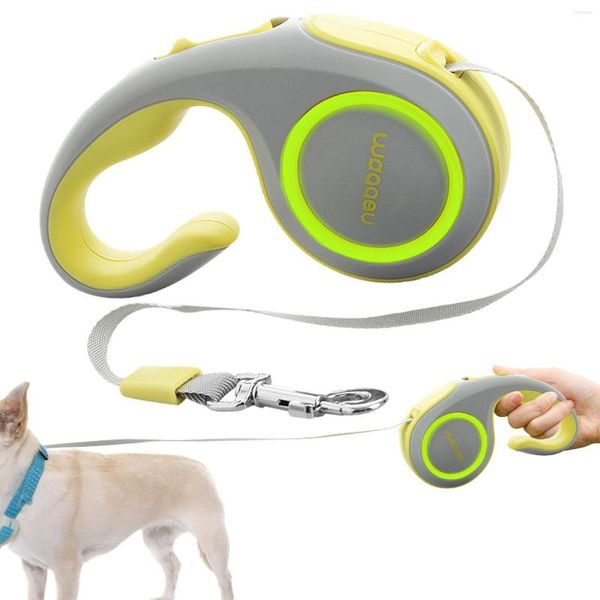 Köpek yakaları 3 metre Pet Retractor dış floresan tasma pürüzsüz ve kayma önleyici sağlam, yürüme kampı için geri çekilebilir çekme ipi