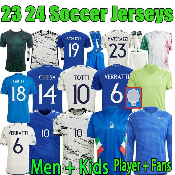 2024 Italys Soccer Jerseys Italia 23 24 25 Fãs Versão da Verratti Chiesa Gnonto Football camise