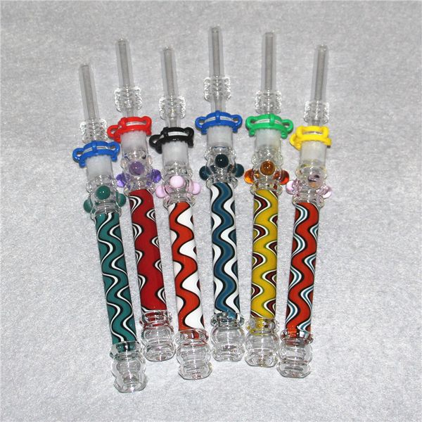 Sigara Aksesuarları Hookahlar Mini Nektar Kit Dab Yağ Donanları Pyrex Cam Borular 10mm Eklem Titanyum Tırnak Pipetleri NC