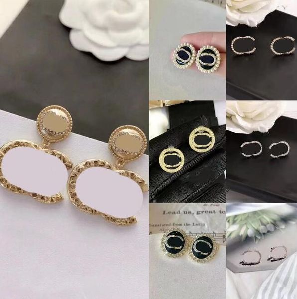 Kadınlar Tasarımcı Saplama 925 Gümüş Ünlü Kübik Zirkonya Dangle Küpe Bayanlar için Kristal Rhinestone İnci Küpe Çıtçıt Küpe Moda Takı