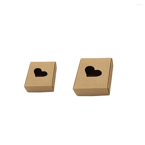 Confezione regalo Scatola di carta kraft in stile romantico Cerimonia di nozze Banchetto Biscotti Astuccio per bomboniere Confezione regalo 55x55x25mm