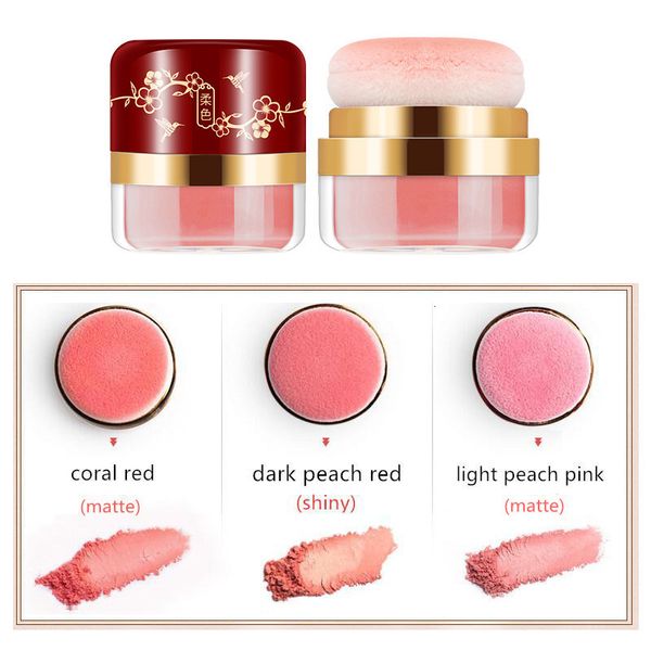 Andere Make -up 3pcs Mattes glänzendes Gesicht Erröten für Mineralwange Lose Pulver Rot Rouge Pfirsich Pink Palette Kosmetische Geschenk 230314