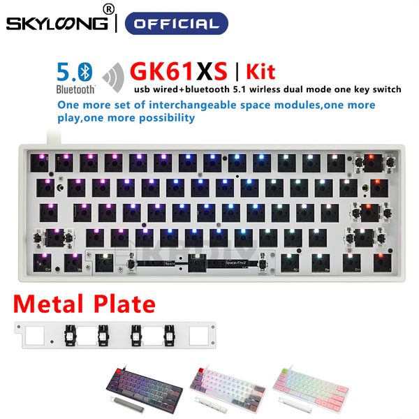 GK61 GK61X GK61XS 60% Kit de teclado mecânico personalizado DIY Kit sem fio Bluetooth Gaming RGB Hot Swap MX Switch para Mac Win