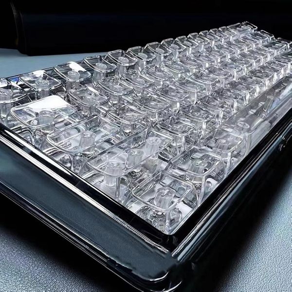 132 Ключ полный прозрачный клавишные клавиши Crystal Crystal с символами наклеек подсветки клавиш Установите ПК для механической клавиатуры