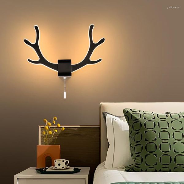 Lampade da parete Modern Creative LED con interruttore Antlers Light Fixtures Soggiorno Camera da letto Comodino Sconce Apparecchio per la casa