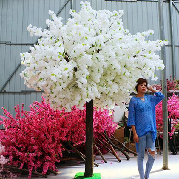 100 cm gefälschter Kirschblütenbaum, 4 Gabeln, Sakura-Zweig, künstliche Blume, Seide, Hochzeit, Hintergrund, Wanddekoration, Blumen, RRA