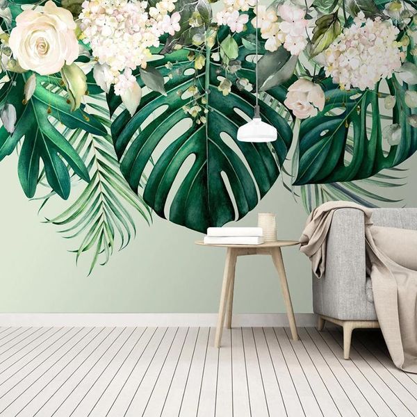 Sfondi muri personalizzati murale murale 3d arte moderna fiore verde fiore sfondo dipinto di pittura soggiorno camera da letto da parati