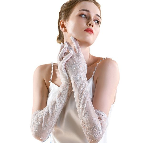 Перчатки без пальцев wg049 изысканные свадебные свадебные длинные белые кружевные перчатки