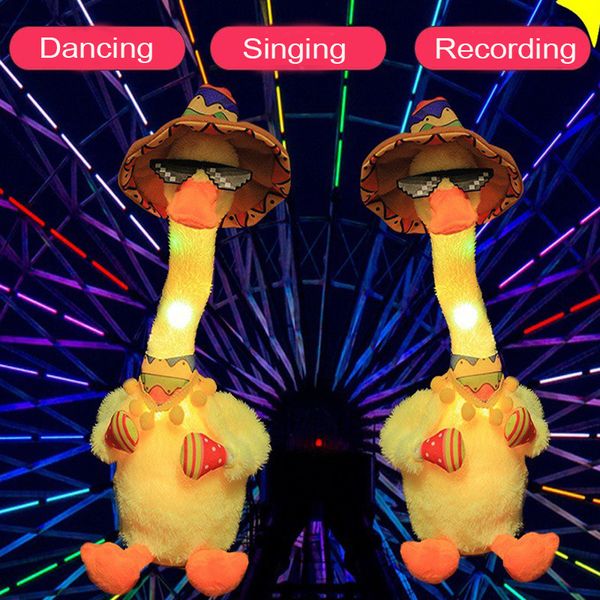 Objetos decorativos Figuras da dança adorável pato conversando brinquedo USB Charging Sound Record Repita Doll Kawaii Kids Education Toys Presente Presente de aniversário 230314