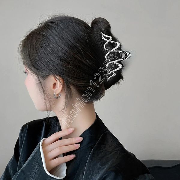 Ruoshui Klemmen Frau Silber Große Welle Design Haar Krallen Damen Mode Waschen Gesicht Haar Clips Haarnadeln Mädchen Metall Haar Zubehör