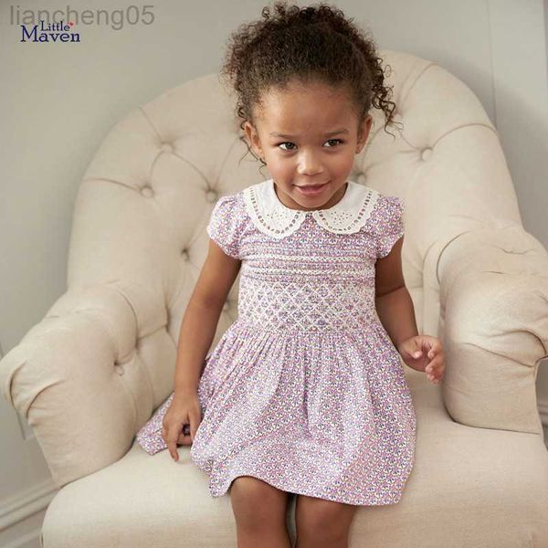 Mädchenkleider Little Maven Sommerkleid für Babys, Baumwolle, Blumenmuster, Freizeitkleidung, weich und bequem, für Kleinkinder, Kleinkinder, Kinder von 2 bis 7 Jahren, W0314