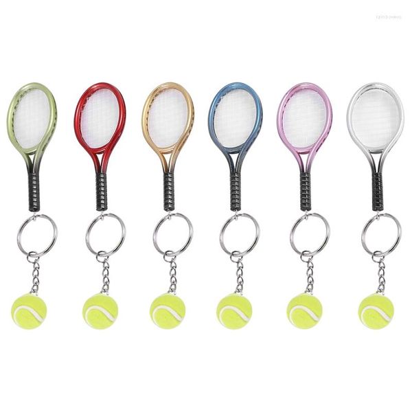 Schlüsselanhänger 6 Stück Mini Tennisschläger Ball Schlüsselanhänger Anhänger Tasche Zubehör für Sport Werbung Fans Souvenirs Schlüsselanhänger