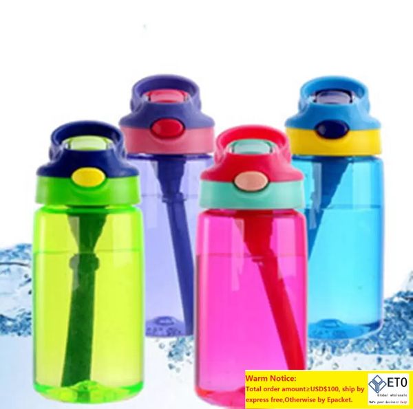 Crianças canecas garrafas com bico flipup e alça de garrafa de água de palha para meninos meninos resistentes a quebras de plástico BPAFREE 450ML