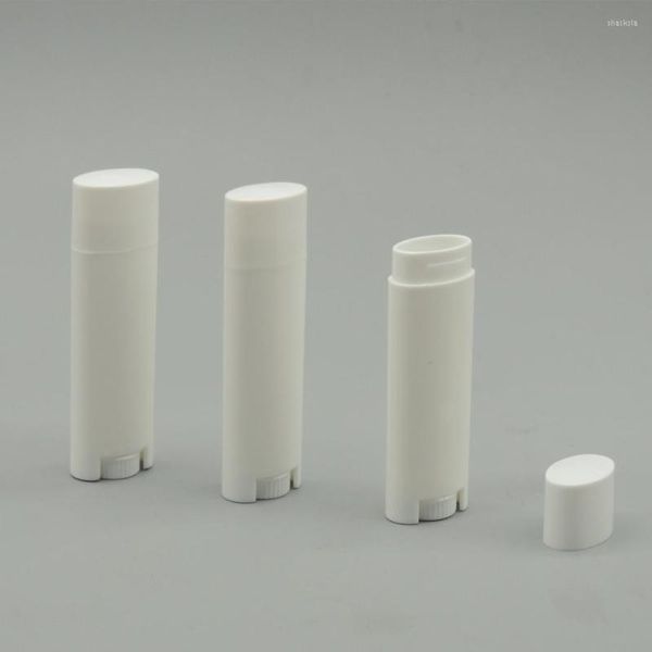 Bottiglie di stoccaggio Bottiglia di imballaggio per tubo per balsamo per labbra di forma ovale all'ingrosso da 4,5 g Contaienr Twist Rossetto vuoto in colore bianco