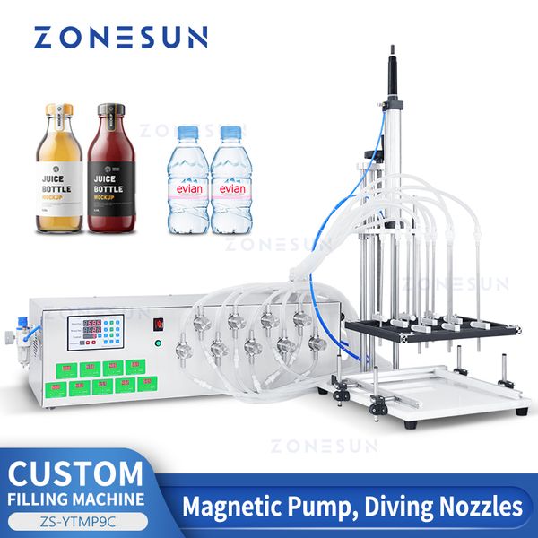 Zonesun zs-ytmp9c bico de preenchimento líquido personalizado bico de mergulho 9 cabeças bomba magnética Pneumática Drinks Produção de bebidas