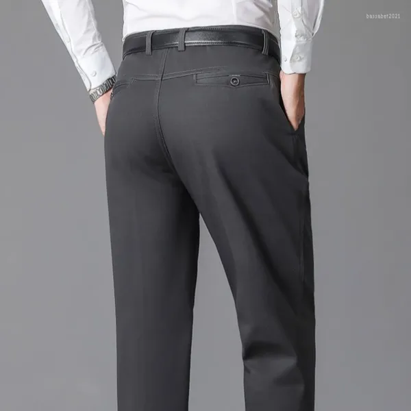 Pantaloni da uomo Estate Sottile Cotone da uomo Autunno Pantaloni spessi Marchio di moda Cargo Smart Casual Solid Khaki Grigio Suit Pant Gozbkf