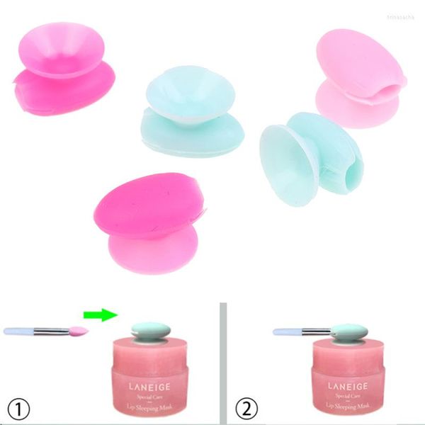 Pennelli per trucco 5 pezzi Copertura in silicone Maschera per labbra Manicotto porta pennello per strumenti di protezione