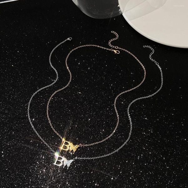 Подвесные ожерелья Shiney Nearnabless Steel Butterfly Ожерелье для женщин очарование o Цепи Кокер бохо модные украшения подарок оптом