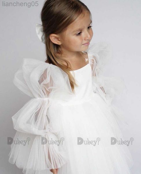 Abiti da ragazza Neonate appena nate Abito da compleanno per bambini Abito da cerimonia nuziale bianco Cerimonia del battesimo Vestido per abbigliamento infantile 3Y Bambini W0314