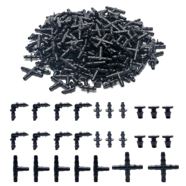 Wasserausrüstungen T -Shirts Einfach Installieren Sie gerade Barb Elbow -Tropfbewässerung Stachelbalte Stecker Kit 4 Wege Kopplung Endstopfen 1/4 -Zoll -Rohrbeschläge