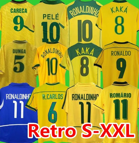 1998 DUNGA Brasil Retro Soccer Jerseys 1957 2000 2002 2004 2006 BraziLS ROMARIO PELE RONALDINHO RIVALDO CARECA R. CARLOS FABIANO D. ALVES Camisas Ronaldo Football