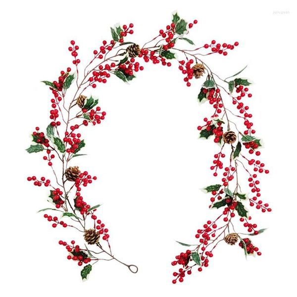 Fiori decorativi Ghirlanda di bacche rosse Ritagli di frutta artificiale di Natale Porta dell'albero Ornamenti appesi per la decorazione di nozze Fai da te