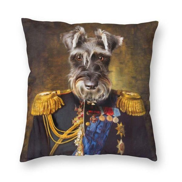 Almohada / Moda decorativa Miniatura Schnauzer Perro Retrato Tiro Cubierta Decoración Animal Animal Arte 45x45 Funda de almohada para sofáC