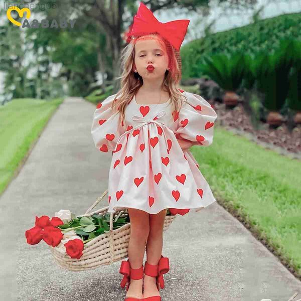 Kız Elbiseler Ma Bebek 1-5y Sevgililer Günü Toddler Bebek Kız Kız Elbise Kızıl Kalp Baskı Puf She Puff Parti Elbiseleri Kız Çocuklar İçin Gelir D35 W0314
