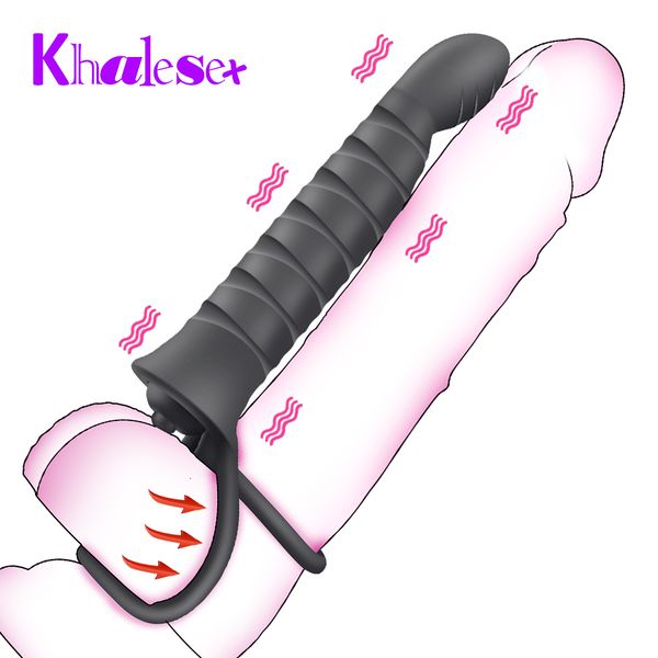 Vibradores Vibradores Vibrador de vibração dupla vibrador 10 vibrador para homens cinta no pênis vagina plug adulto brinquedos sexuais para casais 230314