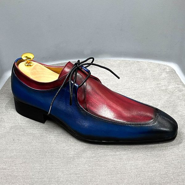 Herren-Oxford-Schuhe, Vintage-Derby-Design, echtes Rindsleder, formelle Business- und Büro-Schnürschuhe, Hochzeitsschuhe für Herren