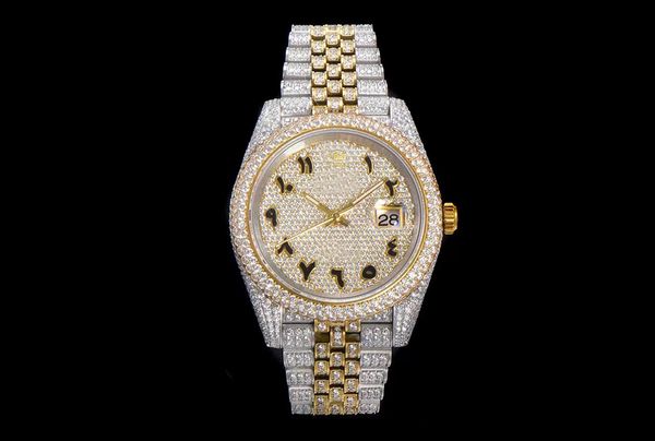 Смотреть мужской бизнес Полный автоматический механические часы Full Diamond 2300 Скута, инкрустанный с Diamond Sapphire Sapphire Anty-Scratch